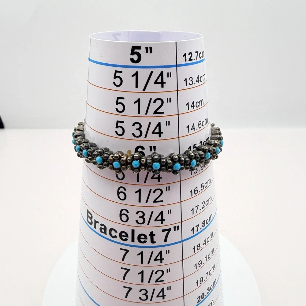 Vintage Y2K Blue Beaded Stretch‎ Bracelet Boho Women's Classic Fashion Jewelry